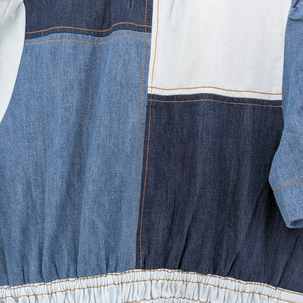 Anthropologie | The Somerset Demin Blue Patchwork Dress Medium - Picture 11 of 16